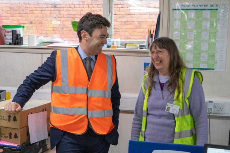 Andy Burnham and Glynis veteran volunteers