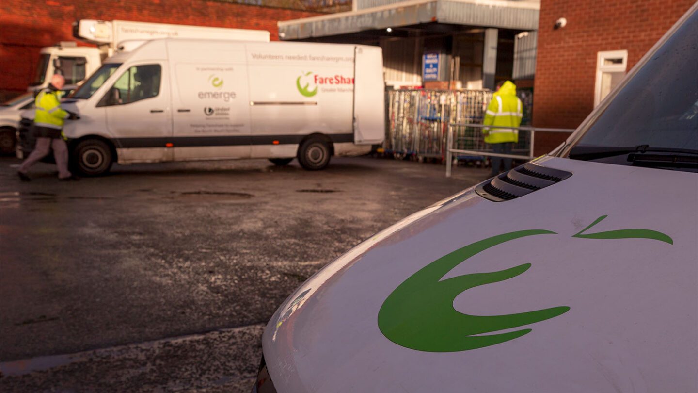 delivering food in a van