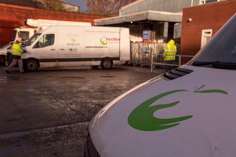 delivering food in a van