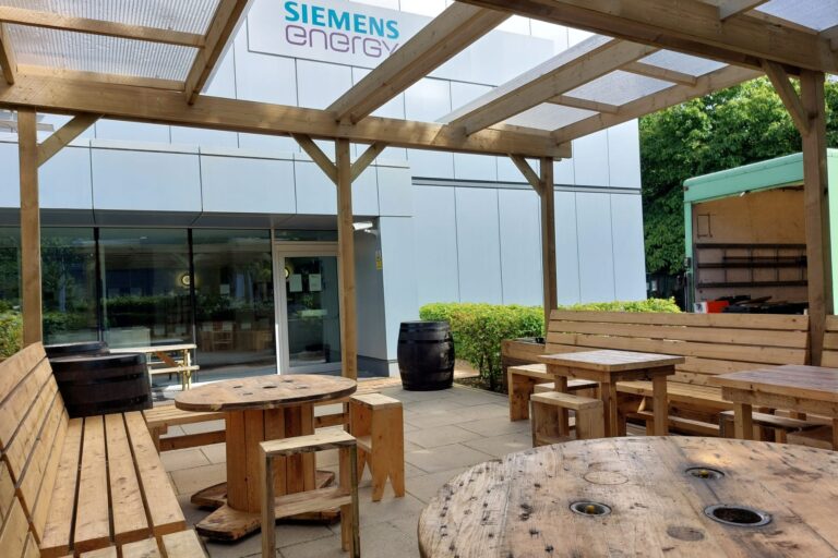 Siemens Energy outdoor wellbeing space created by Touch Wood