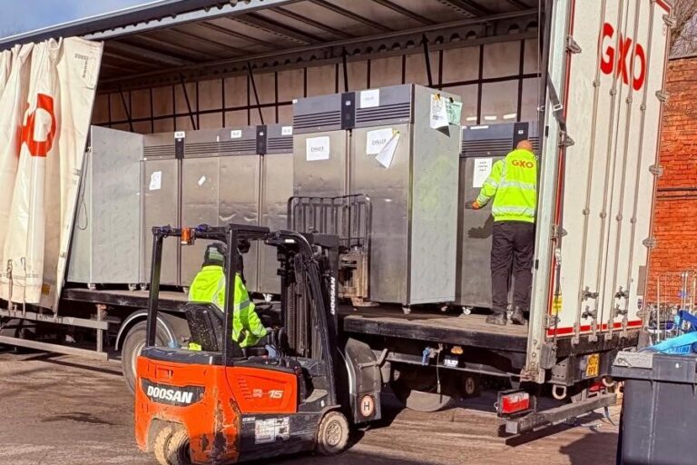 Aldi fridges fork lift